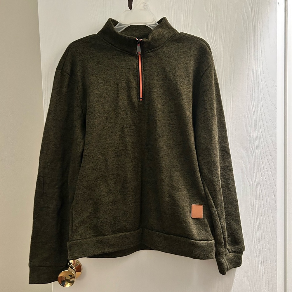Men's Dark Olive Zip-Up Sweater